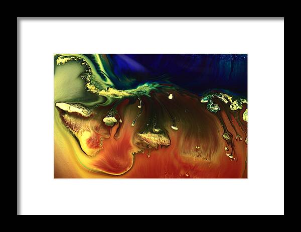 Modern Abstract Framed Print featuring the painting Modern Abstract Art Sinking Rocks by Kredart by Serg Wiaderny