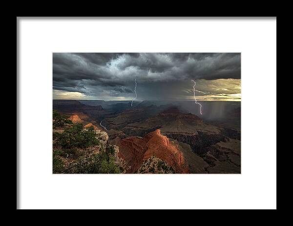 Lightning Framed Print featuring the photograph Mohave Point Thunderstorm by John W Dodson