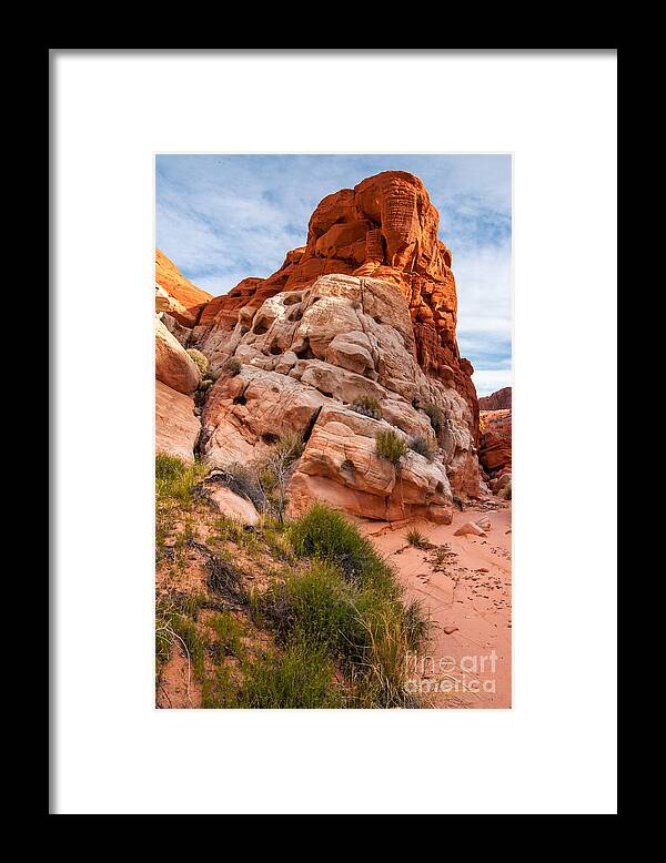 Mojave Framed Print featuring the photograph Mojave Desert Sandstone Wash - Valley of Fire - Nevada by Gary Whitton