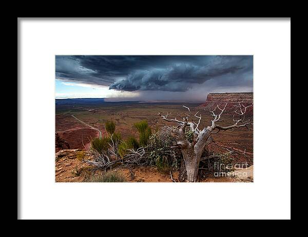 Utah Framed Print featuring the photograph Moki Dugway Thunderstorm - Southern Utah by Gary Whitton