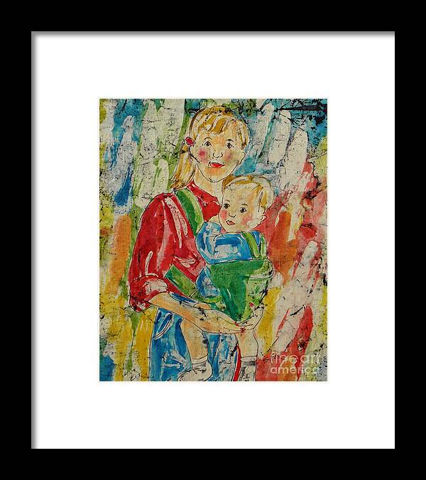 Mom And Baby Framed Print featuring the painting Mom and Baby by Sandra Fox