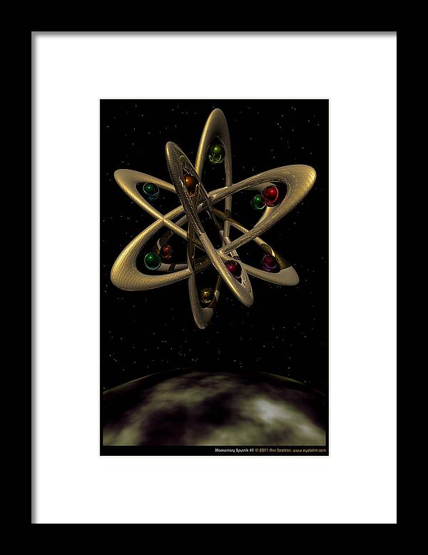 Gold Framed Print featuring the digital art Momentary Sputnik 1 by Ann Stretton
