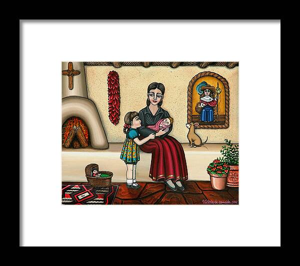 Moms Framed Print featuring the painting Momma Do You Love Me? by Victoria De Almeida