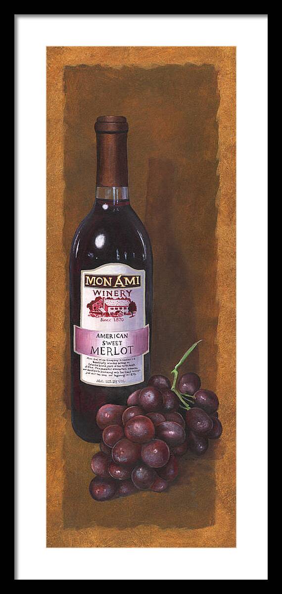 Wine Artwork Framed Print featuring the painting Mon Ami Merlot by Terri Meyer