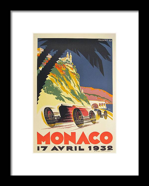 Monaco Grand Prix Framed Print featuring the digital art Monaco Grand Prix 1932 by Georgia Clare