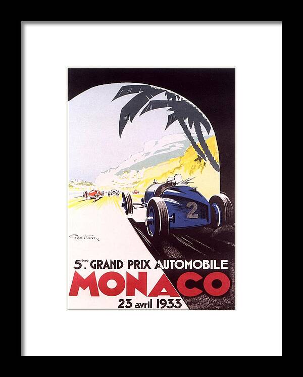 F1 Framed Print featuring the digital art Monaco Grand Prix 1933 by Georgia Fowler