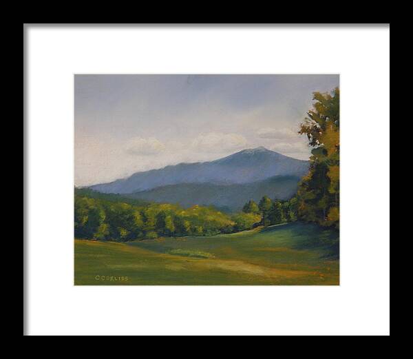 Mountains Framed Print featuring the pastel Monadnock Summer by Carol Corliss