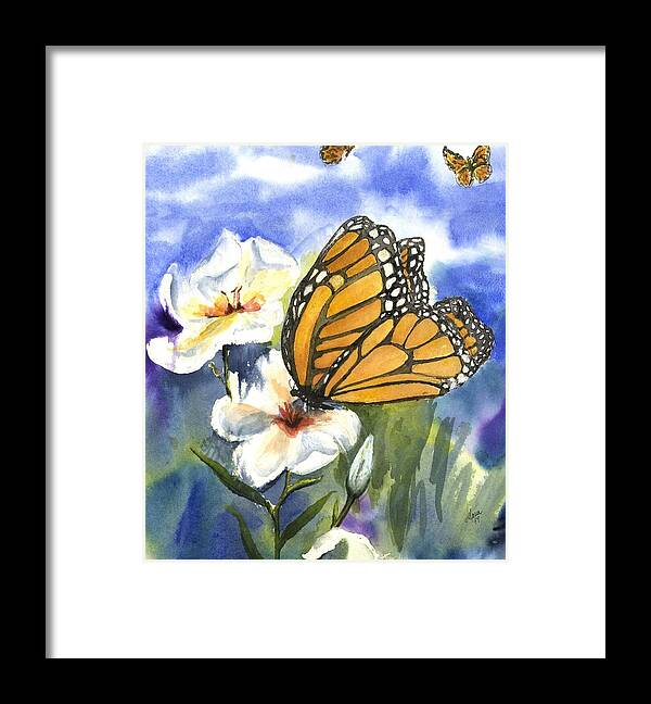 White Flowers And Butterflies Framed Print featuring the painting Transformation 2 by Maria Hunt