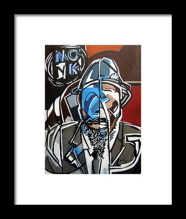 Thelonious Monk Jazz Piano Framed Print featuring the painting Monk Red Wall by Martel Chapman
