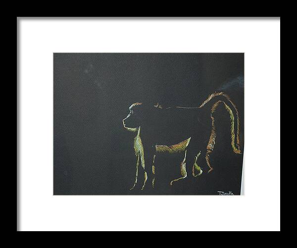 Monkey Framed Print featuring the painting Monkey at Dawn by Teresa Smith