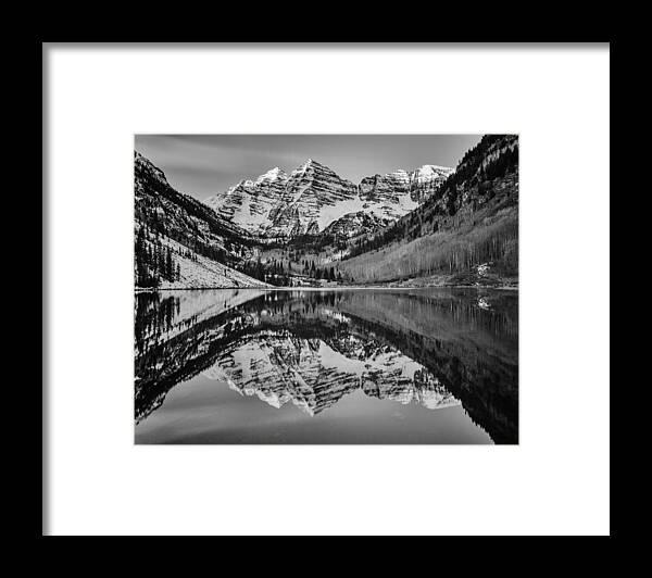 Maroon Bells Framed Print featuring the photograph Monochrome Maroon by Darren White