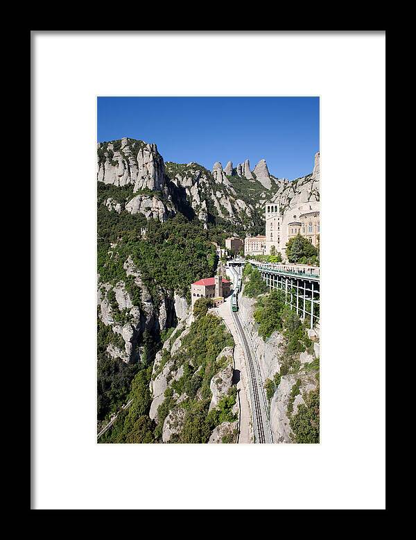 Montserrat Framed Print featuring the photograph Montserrat Mountains Rack Railway in Catalonia by Artur Bogacki