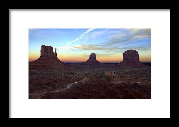 Monument Valley Framed Print featuring the photograph Monument Valley Just After Sunset by Mike McGlothlen