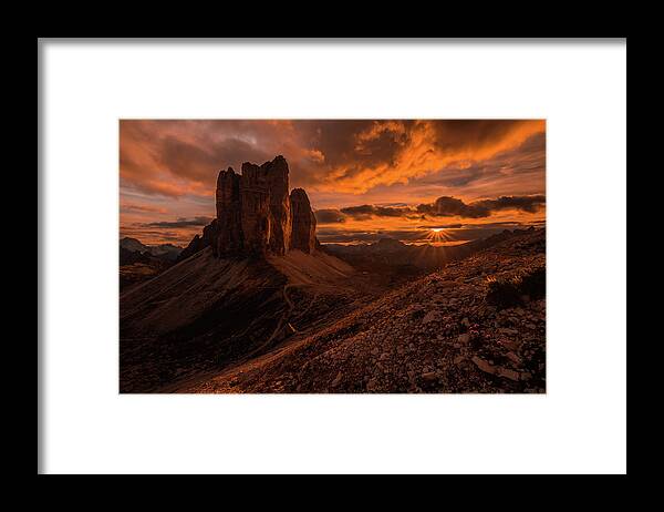 Dolomites Framed Print featuring the photograph Monumental Strike by Andreas Agazzi