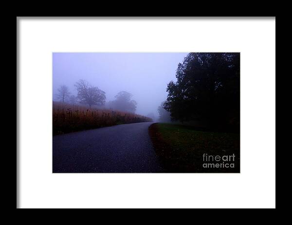 Autumn Framed Print featuring the photograph Moody Autumn Pathway by Jacqueline Athmann