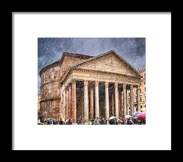 Roman Pantheon Framed Print featuring the photograph Moody Winter Day At The Ancient Pantheon - Rome by Mark Tisdale