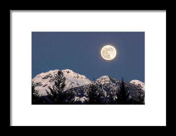 Full Moon Framed Print featuring the photograph Moon Glow Whistler Canada by Pierre Leclerc Photography