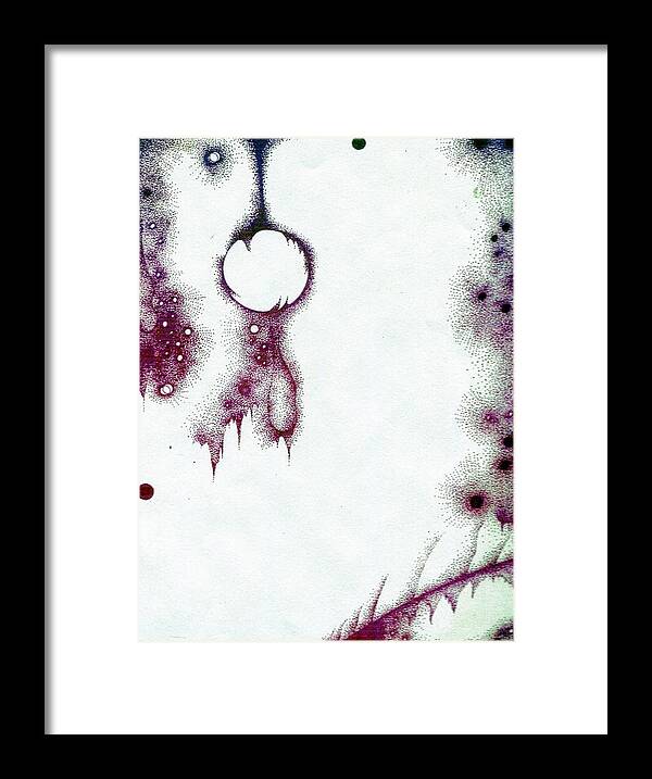 Ink Framed Print featuring the drawing Moon in Suspension by Dyana Schoenstadt