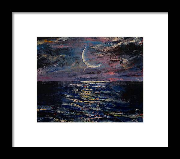 Art Framed Print featuring the painting Moon by Michael Creese