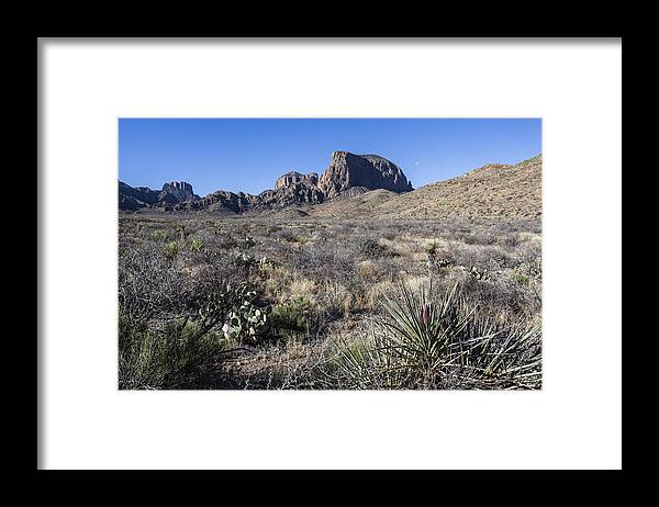 Landscapes Framed Print featuring the photograph Moon Over the Mountains by Amber Kresge