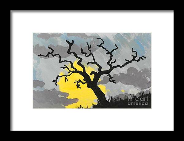 Marisela Mungia Framed Print featuring the painting Moon Tree by Marisela Mungia