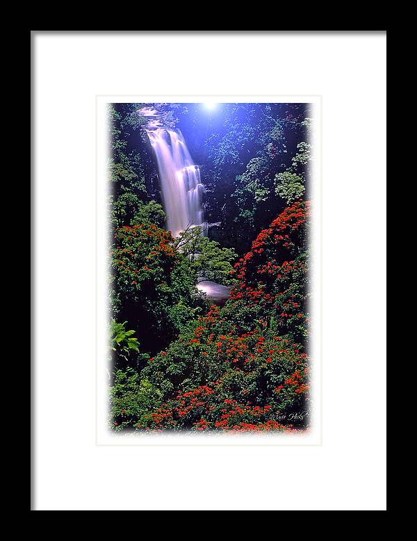 Hawaii Framed Print featuring the photograph Moonlight Falls by Marie Hicks