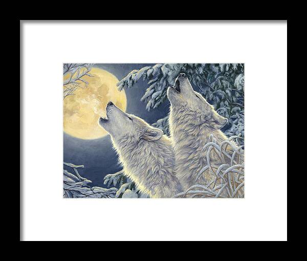 Wolf Framed Print featuring the painting Moonlight by Lucie Bilodeau