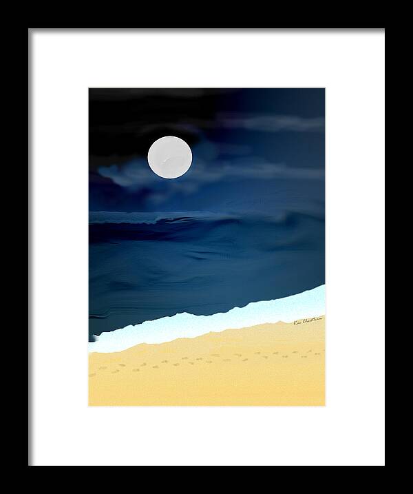 Digital Painting Framed Print featuring the digital art Moonlight Walk at Low Tide by Kae Cheatham