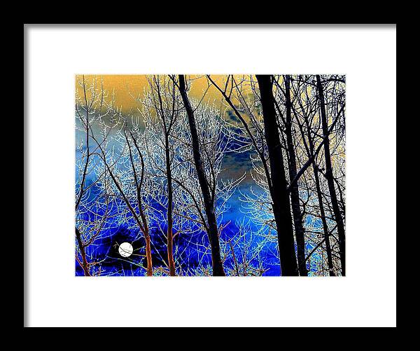 Full Moon Framed Print featuring the digital art Moonlit Frosty Limbs by Will Borden