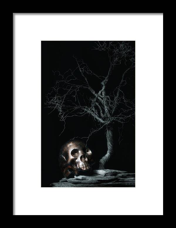 Art Framed Print featuring the photograph Moonlit Skull and Tree Still Life by Tom Mc Nemar