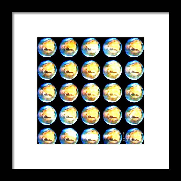 Moon Framed Print featuring the mixed media Moonmarbles by PainterArtist FIN