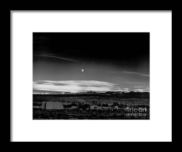 Moon Framed Print featuring the photograph Moonrise Hernandez 1941 by Ansel Adams