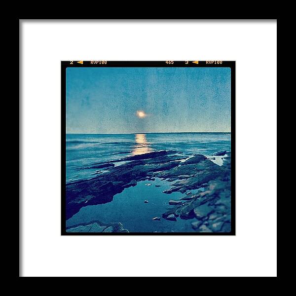 Beautiful Framed Print featuring the photograph Moonrise Lake Superior by Jill Battaglia