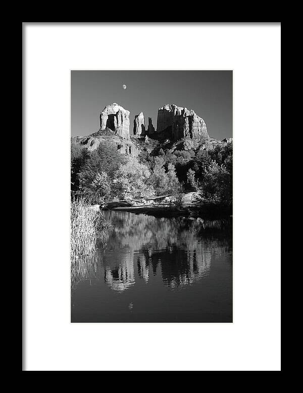 Nature Framed Print featuring the photograph Moonrise over Cathedral Rocks by Harold Rau