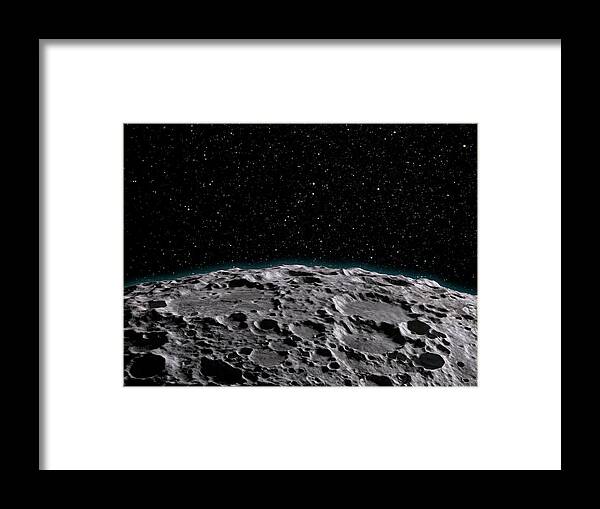 Shadow Framed Print featuring the digital art Moons Surface, Artwork by Andrzej Wojcicki