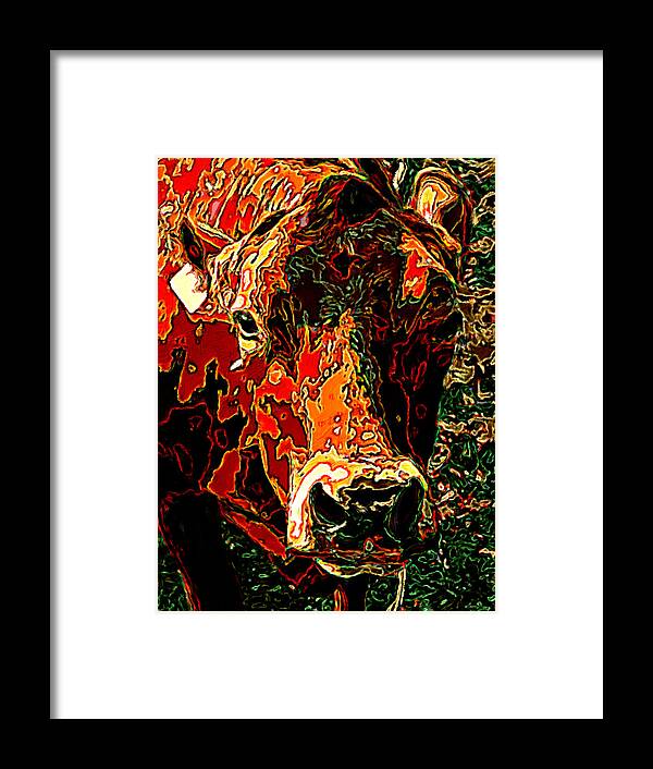 Modernism Framed Print featuring the painting Moooo-ving Modernism by Bruce Nutting