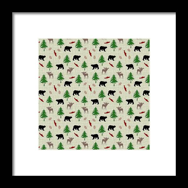 Moose Framed Print featuring the mixed media Moose and Bear Pattern by Christina Rollo