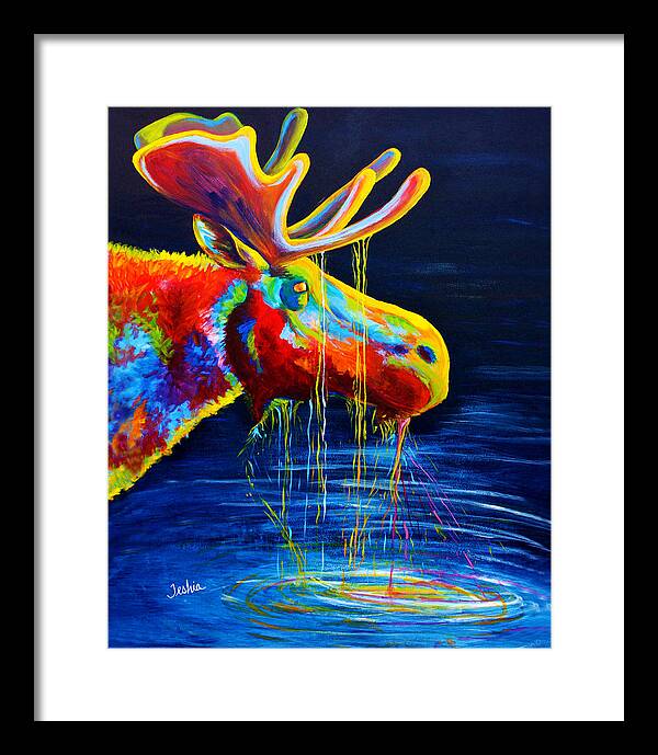 Moose Framed Print featuring the painting Moose Drool #2 by Teshia Art