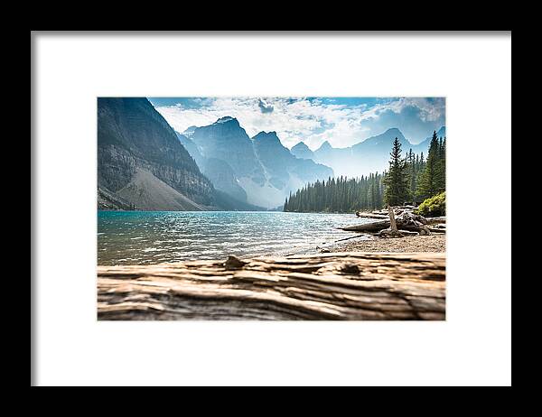 Moraine Lake Framed Print featuring the photograph Moraine Lake in Banff National Park - Canada by Franckreporter
