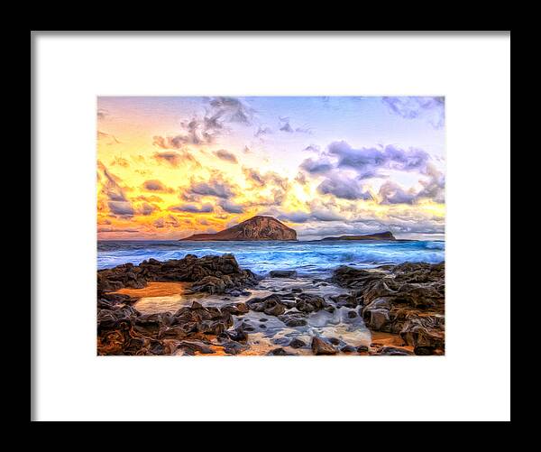 Morning Framed Print featuring the painting Morning at Makapuu by Dominic Piperata