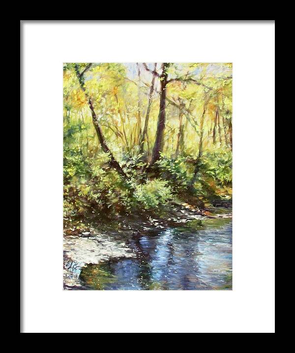 Bonnie Mason Framed Print featuring the painting Morning by the River by Bonnie Mason