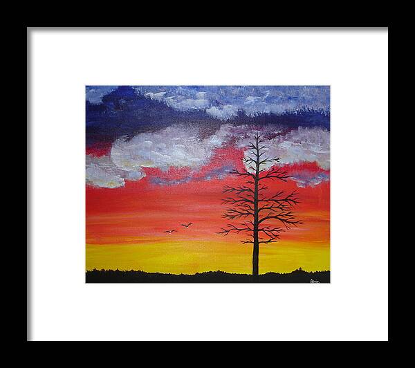 Sunrise Framed Print featuring the painting Morning Flight by Angie Butler
