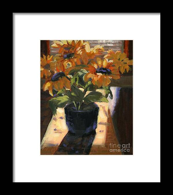 Flowers Framed Print featuring the painting Morning Headlines by Nancy Parsons