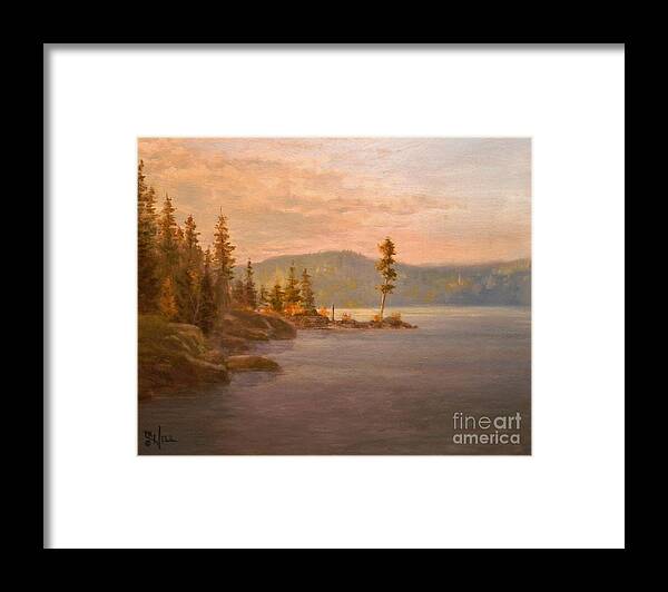 Coeur D'alene Framed Print featuring the painting Morning Light on Coeur d'Alene by Paul K Hill