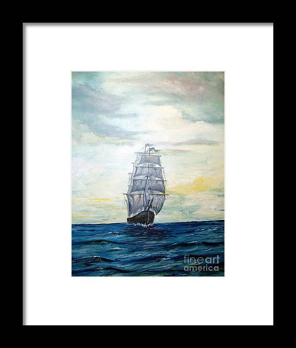 Lee Piper Framed Print featuring the painting Morning Light On The Atlantic by Lee Piper
