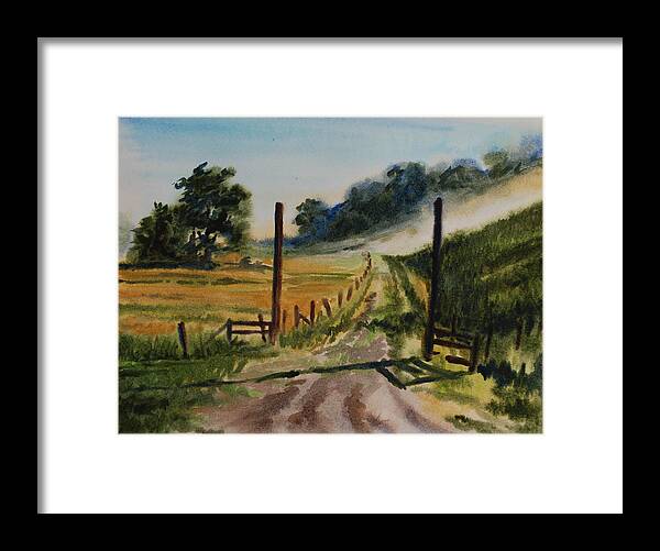 Landscape Framed Print featuring the painting Morning on the farm by Heidi E Nelson