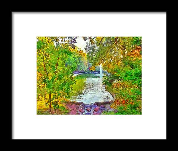 Ohio State University Framed Print featuring the digital art Mirror Lake. The Ohio State University by Digital Photographic Arts