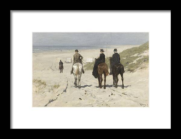 Anton Mauve Framed Print featuring the painting Morning Ride Along the Beach by Anton Mauve