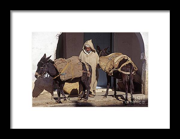 Africa Framed Print featuring the photograph Moroccan Muleteer - Chechaouen Morocco by Craig Lovell