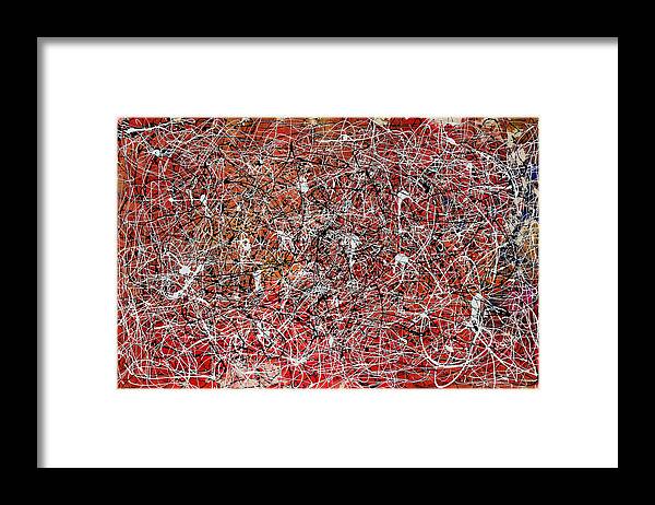 Abstract Framed Print featuring the painting Morris Louis Meets Jackson Pollock by Fine Art by Alexandra